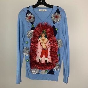 Ugly Christmas Sweater Men's or Women's M Sexy Shirtless "Santa" Jingle Bells